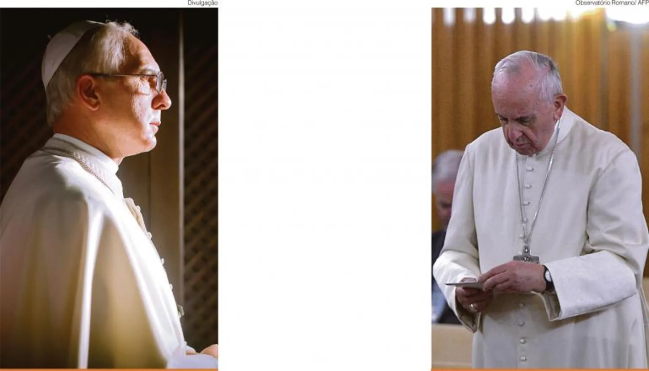 O ator Darío Grandinetti (à esquerda)interpreta o Papa Francisco com a tranquilidade e o humor característicos do pontífice