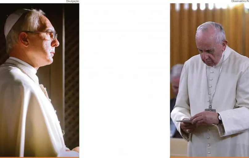 O ator Darío Grandinetti (à esquerda)interpreta o Papa Francisco com a tranquilidade e o humor característicos do pontífice