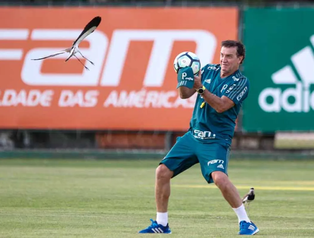 Cuca se defende de um "ataque aéreo" no treino do Palmeiras