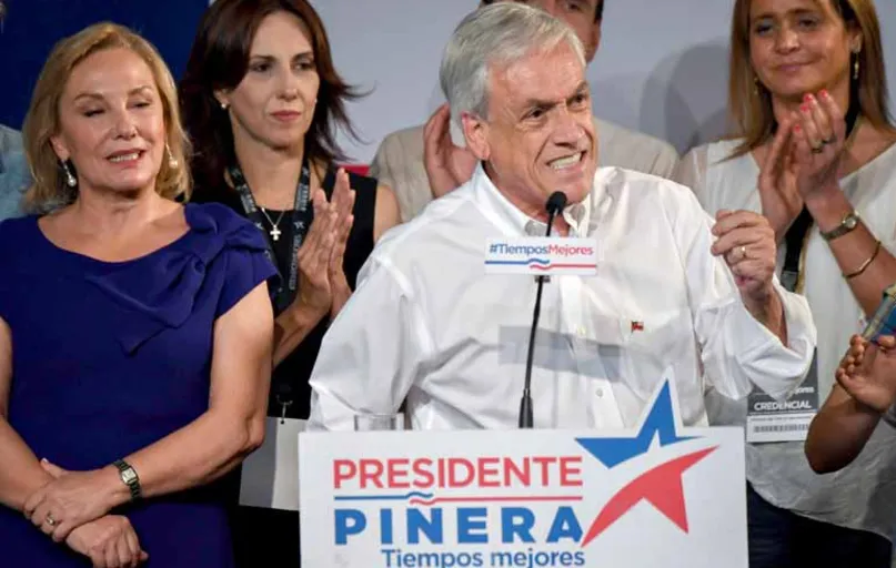 Sebastián Piñera, candidato de centro-direita, venceu o primeiro turno com 36% dos votos; as pesquisas lhe projetavam 45% dos votos