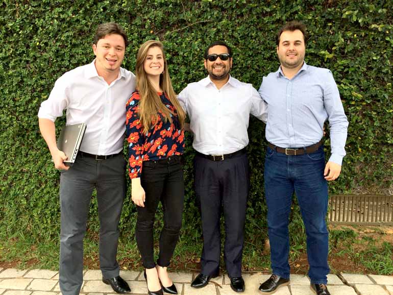 Da esq. para a dir.: Vítor Cabral, Beatriz Batisti, Jaite Nobre e Marcelo Cruvinel, sócios da Advoga