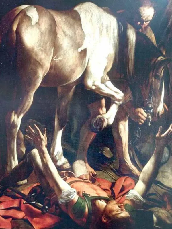 Reprodução da tela "A Conversão de S. Paulo", de Caravaggio (1601) - Taschen Books