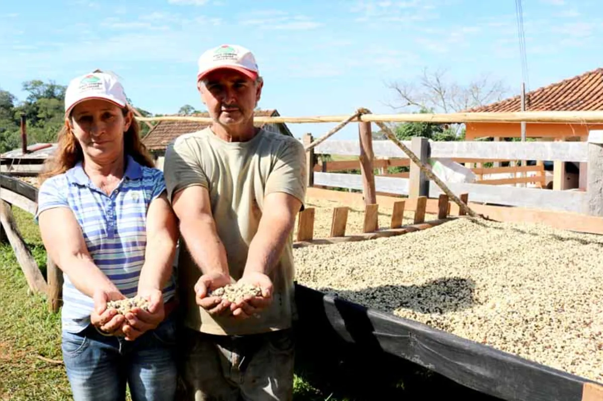 O produtor José Francisco da Silva e a esposa exibem com orgulho o café produzido dentro dos conceitos de grãos especiais