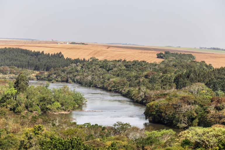 Tibagi nasce na Serra das Almas, entre Ponta Grossa e Palmeira, e sua foz fica no reservatório da Usina Hidrelétrica Capivara, em Primeiro de Maio