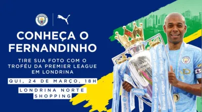 Imagem ilustrativa da imagem Fernandinho vem a Londrina com taça da Premier League