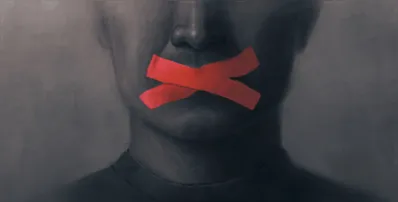 Free speech censorship censored and freedom of expression concept , political art illustration, conceptual artwork