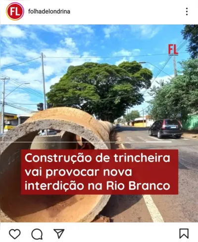Imagem ilustrativa da imagem FOLHA NAS REDES - Construção de trincheira na Rio Branco