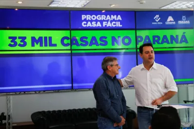 Governador Carlos Massa Ratinho Junior confirma liberação de R$ 72,4 milhões para  compra de casa própria, recursos vão beneficiar 75 municípios