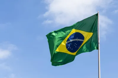 Close up of Brazil national flag. Brazilian