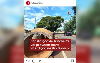 Imagem ilustrativa da imagem FOLHA NAS REDES - Construção de trincheira na Rio Branco