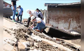 Engenheiros fazem vistoria em reservatório rompido de Jataizinho