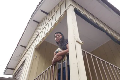 Evelin Amorim dos Prazeres: "Gosto daqui porque a varanda é bem fresca"