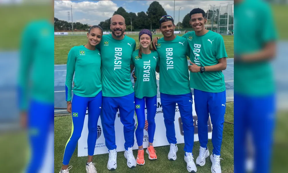 Quinteto londrinense em ação no título da seleção brasileira no Campeonato Sul-Americano Sub-20: Julia, Raphael, Gabriela, Cristiano e Elias