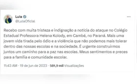 Lula, Dino e Ratinho Jr se manifestam após ataque em colégio de Cambé