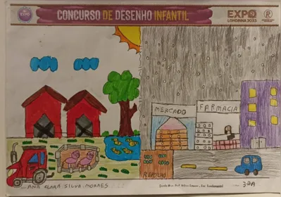 Desenho da aluna Ana Clara Silva Moraes, da Escola Municipal Professor Hélvio Esteves, Simone dos Santos Aguiar