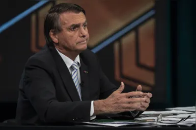 ***ARQUIVO*** Osasco, SP, BRASIL, 21-10-2022: Sabatina com o presidente Jair Bolsonaro (PL), candidato a reeleiÃ§Ã£o, no SBT. (Foto: Bruno Santos/ Folhapress)
