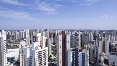 Aerial view of residential building neighborhood. Neighborhood Gleba Palhano, Londrina - Paraná