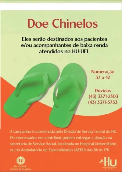 Imagem ilustrativa da imagem HU de Londrina pede doações de chinelos para pacientes