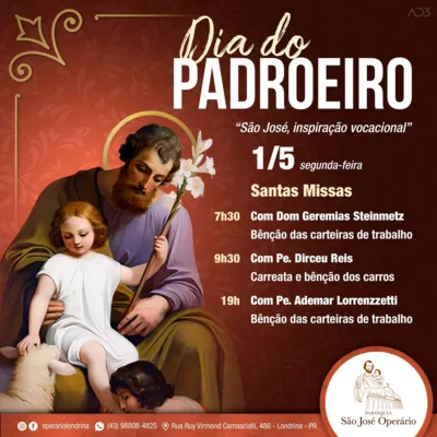 Imagem ilustrativa da imagem Paróquia São José Operário terá celebrações pelos trabalhadores