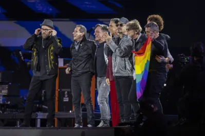 Titãs em seu terceiro show em São Paulo, realizado no Allianz Parque