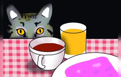 Imagem ilustrativa da imagem Histórias da vida cotidiana: um banquete com o gato