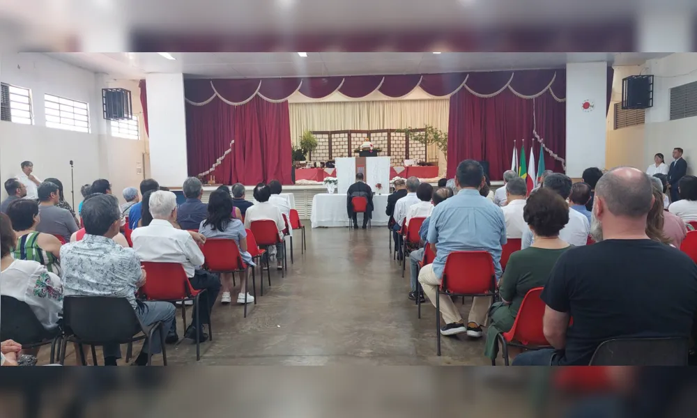Cerimônia religiosa teve apresentação dos hinos nacionais do Brasil e do Japão
