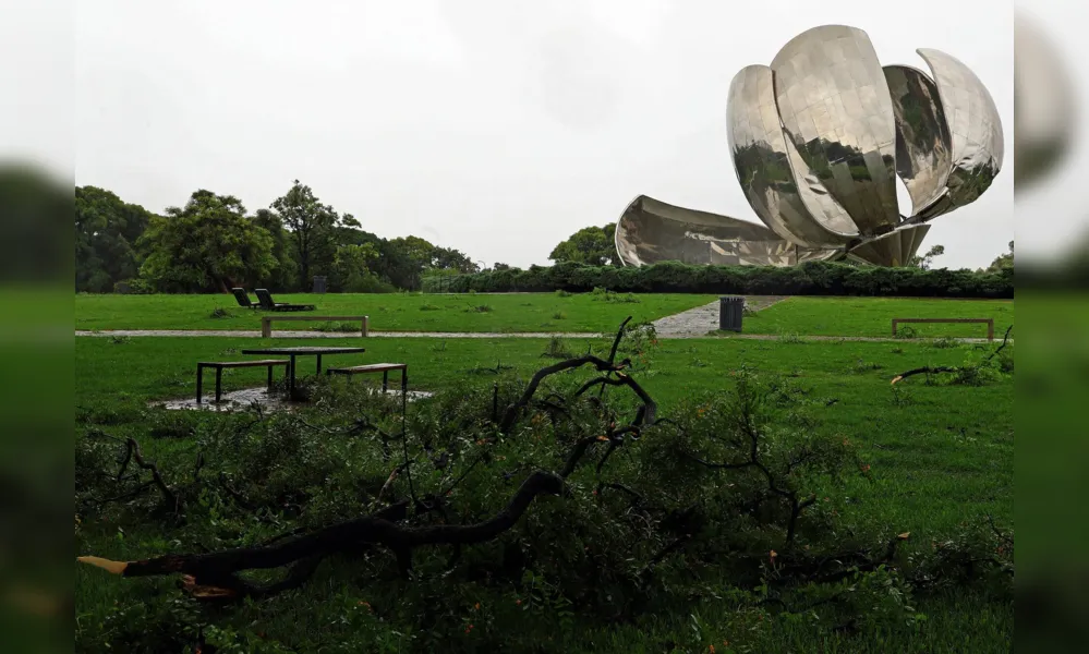 A escultura Floralis Genericaponto turístico de Buenos Aires também sofreu danos com a tempestade