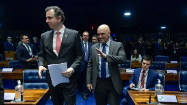 No Senado, Moraes participou da entrega do anteprojeto que revisa o Código Civil ao presidente da Casa, Rodrigo Pacheco (PSD-MG)