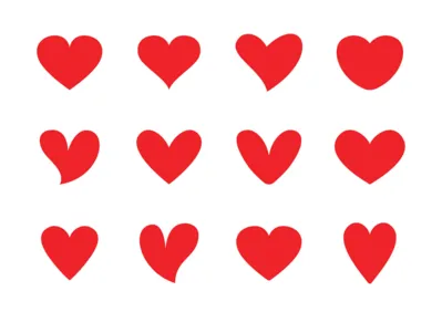 Vector illustration of the hearts shapes icons.