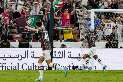 Fluminense's Brazilian forward #09 John Kennedy celebrates after scoring during the FIFA Club World Cup football semi-final football match between Brazil's Fluminense and Egypt's Al-Ahly at King Abdullah Sport City in Jeddah on December 18, 2023. (Photo by Giuseppe CACACE / AFP)