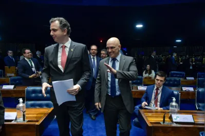 No Senado, Moraes participou da entrega do anteprojeto que revisa o Código Civil ao presidente da Casa, Rodrigo Pacheco (PSD-MG)