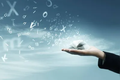 Magic book with flying letters