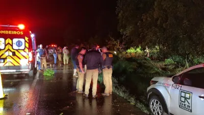 De acordo com a PRF, chovia e havia muita água acumulada na pista de rolamento