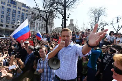 Alexei Navalni durante atos na Rússia, em 2018