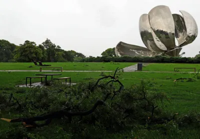 A escultura Floralis Genericaponto turístico de Buenos Aires também sofreu danos com a tempestade