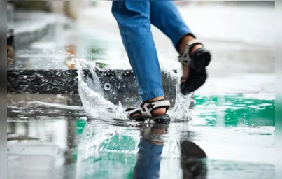 Imagem ilustrativa da imagem Pisar em água da chuva traz riscos à saúde
