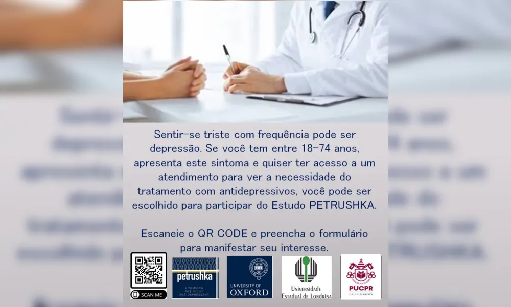 Imagem ilustrativa da imagem Projeto da UEL recruta pacientes com depressão para tratamento gratuito
