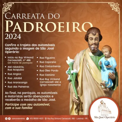 Imagem ilustrativa da imagem Carreata e missas celebram São José Operário em Londrina