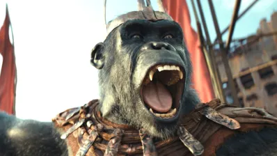 Imagem ilustrativa da imagem Líder do planeta dos macacos persegue humanos em novo filme