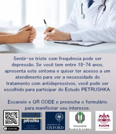 Imagem ilustrativa da imagem Projeto da UEL recruta pacientes com depressão para tratamento gratuito