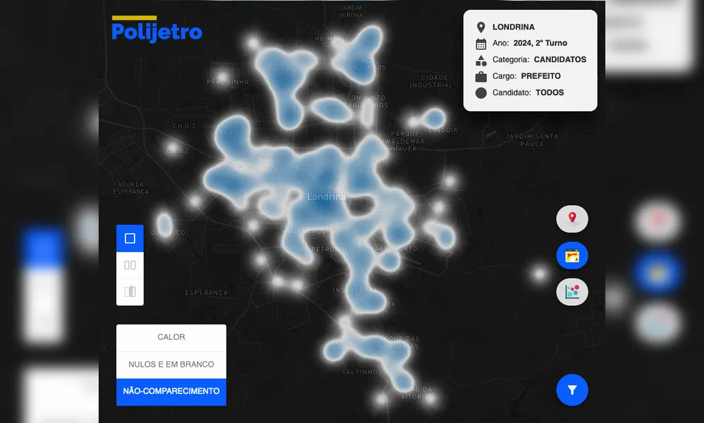Imagem ilustrativa da imagem Plataforma interativa mostra mapa de calor de abstenções nas eleições em Londrina