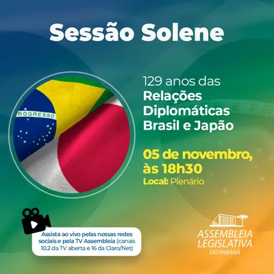 Imagem ilustrativa da imagem Alep celebra 129 anos de relações diplomáticas entre o Brasil e o Japão