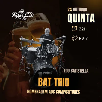 Imagem ilustrativa da imagem Bat Trio homenageia compositores da MPB em Londrina