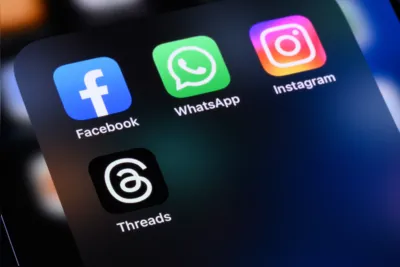 Toronto, Canada - August 1, 2023:  Facebook, WhatsApp, Instagram and Threads -- apps by Meta Platforms Inc. on an Apple iPhone.