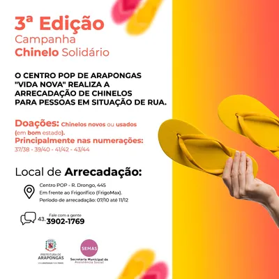 Imagem ilustrativa da imagem Centro Pop de Arapongas realiza campanha Chinelo Solidário