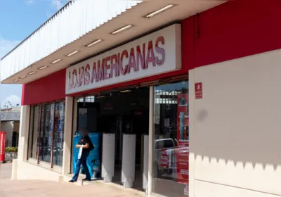 Santarem, Para, Brazil - Feb 09, 2023: Facade of Lojas Americanas (Portuguese for American Stores), one of the largest brazilian retail companies. B2W Digital. AMER3