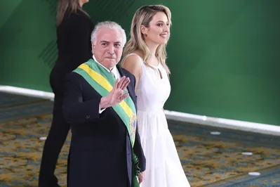 Michel Temer e Marcela Temer durante cerimônia de passagem da Faixa Presidencial para o presidente Jair Bolsonaro, no Palácio do Planalto.