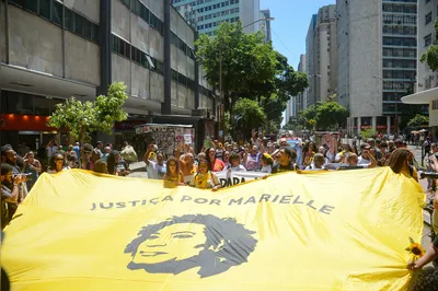Ato por Justiça realizado em março de 2024 marcou os seis anos do assassinato de Marielle Franco, no centro do Rio de Janeiro