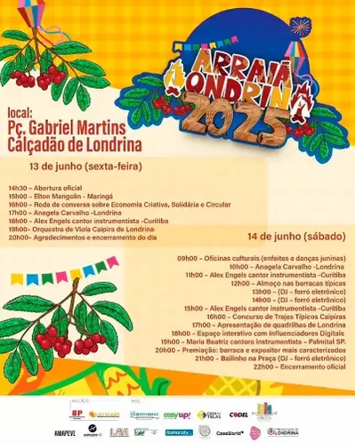 Imagem ilustrativa da imagem Arraiá Londrina 2025 começa nesta sexta no Calçadão