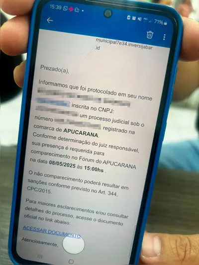 Imagem ilustrativa da imagem Prefeitura de Apucarana alerta sobre golpe do falso processo